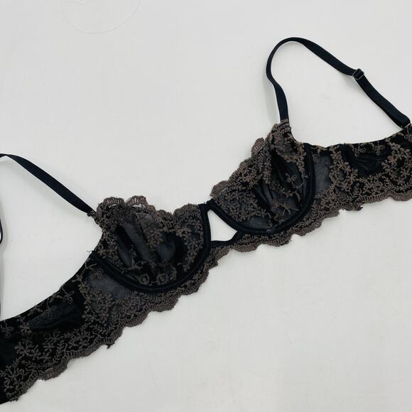 Free People black & gray lace unlined underwire bra - Picture 2 of 4